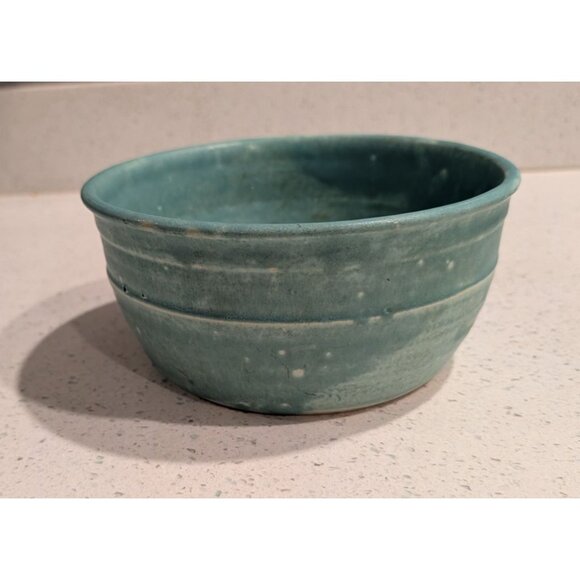 Handmade Studio Pottery Bowl Turquoise Glaze Signed 1950s - Picture 14 of 16